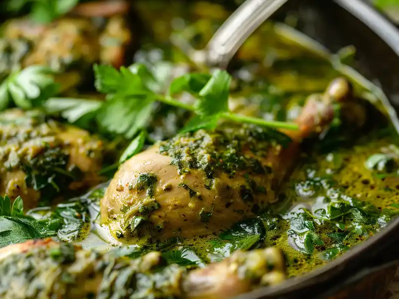 Platillo Mole verde con pollo